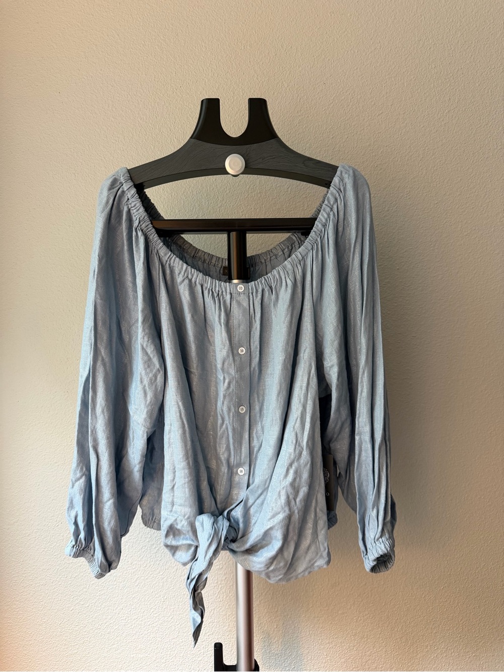 Vince Camuto Light Blue Women’s Off-Shoulder Tie-Front Top